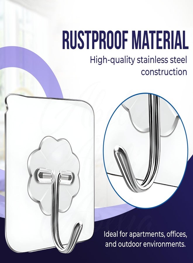 ABELIA 20 Pack Heavy Duty Self-Adhesive 10 Screw Hooks and 10 Hanging Wall Hooks as Strong Wall Hanging Solutions Without Drilling for Kitchen and Bathroom Accessories (Screw Hook Hanger, Trasparent) - Image 4
